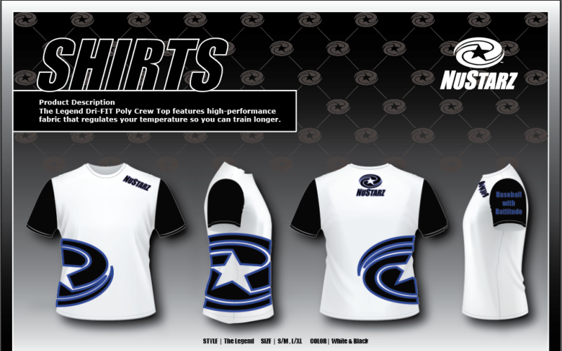 Baseball Jersey Product Info sheet by NuStarz Sports Vector Graphic