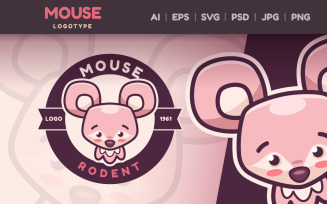 Cartoon Character Animal Mouse - Logotype, Logo Template Graphics