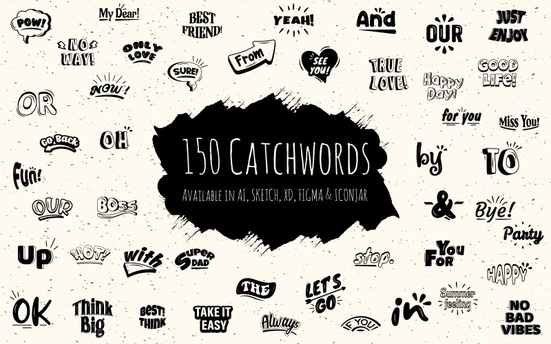 150 Catchwords – Glyph Vectors Vector Graphic