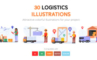 30 Logistics Vector Illustrations