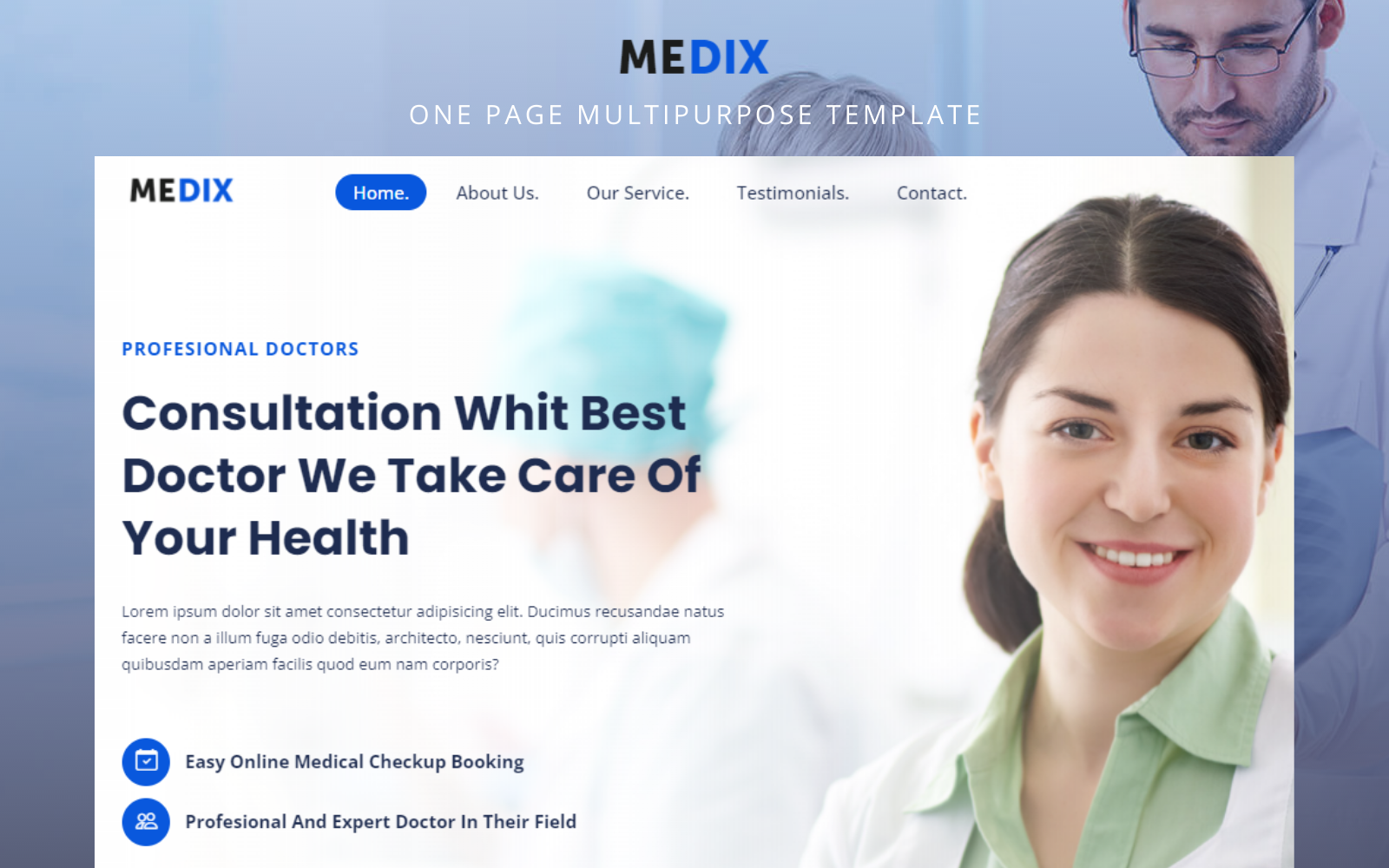 Medix - One Page Medical Multipurpose Bootstrap Template