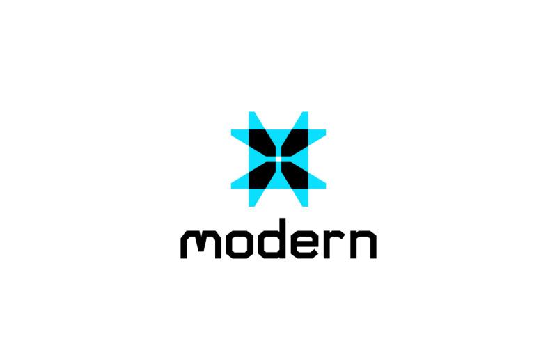Blue Modern Abstract Tech Logo Logo Template