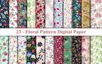 Floral Pattern Digital Paper, Nature Leaves Flower Pattern