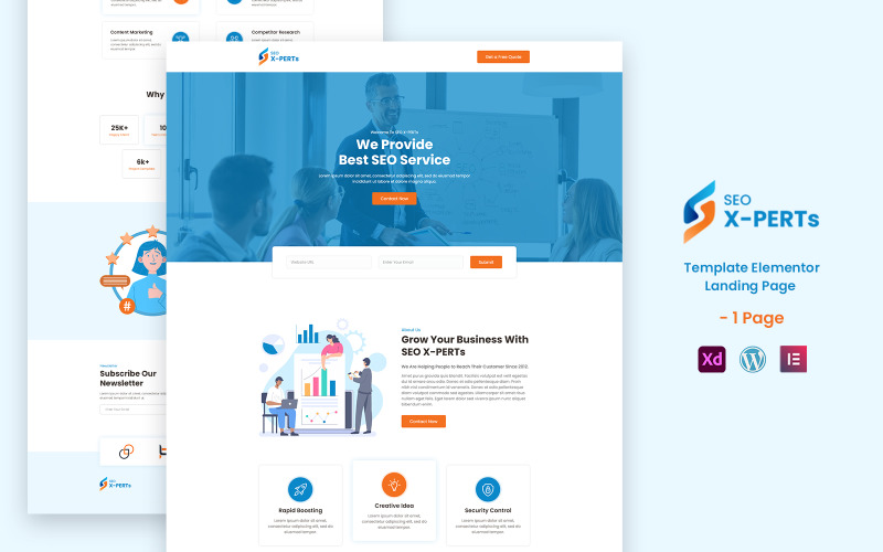 SEO X-Perts - Seo Services Ready to use Elementor Landing Page Template Elementor Kit