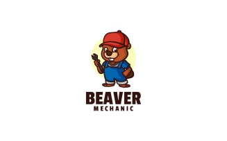 Beaver Mechanic Cartoon Logo