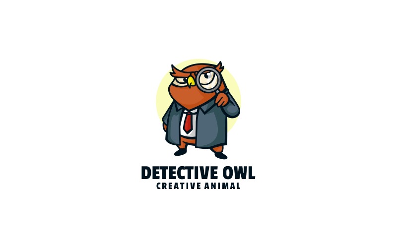 Detective Owl Cartoon Logo Logo Template