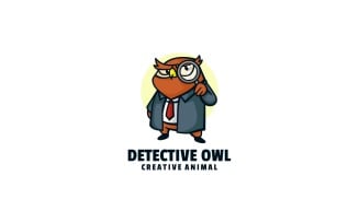 Detective Owl Cartoon Logo