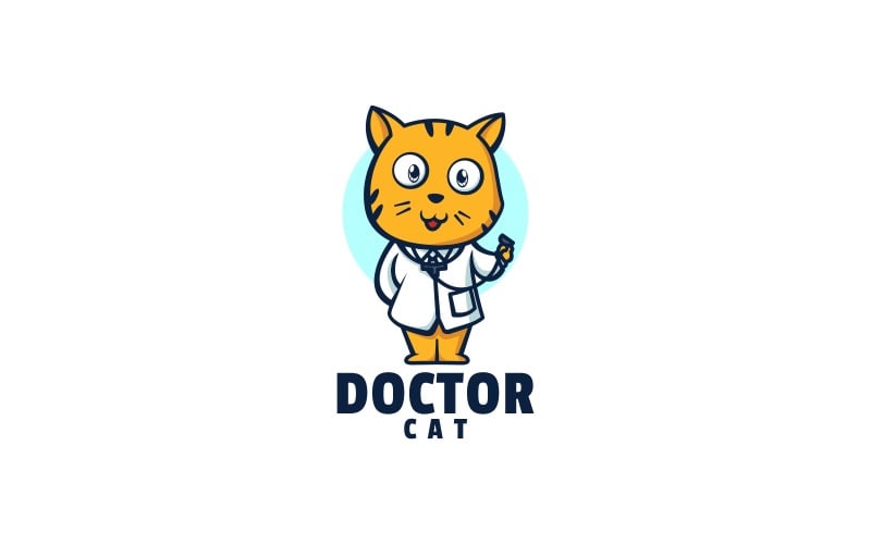 Doctor Cat Cartoon Logo Style Logo Template
