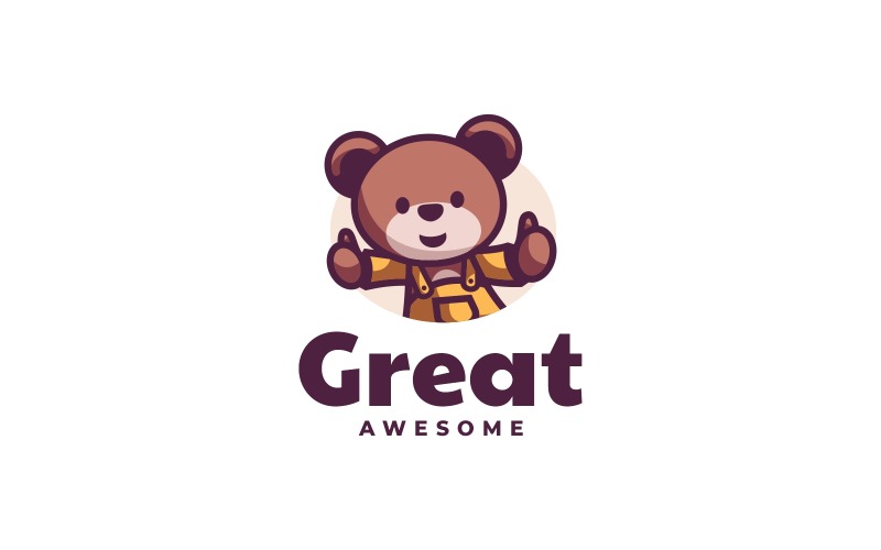 Great Teddy Bear Cartoon Logo Logo Template