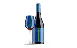 Green Glass Red Wine Bottle With Glass Mockup