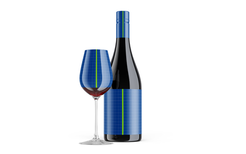 Green Glass Red Wine Bottle With Glass Mockup Product Mockup