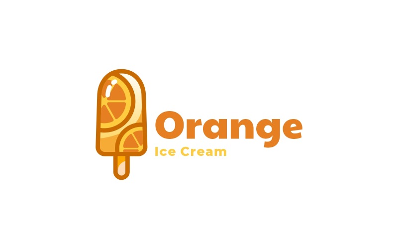 Ice Cream Orange Simple Logo Logo Template