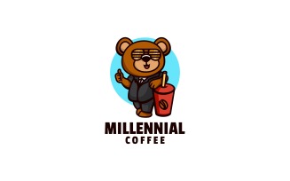 Millennial Bear Cartoon Logo