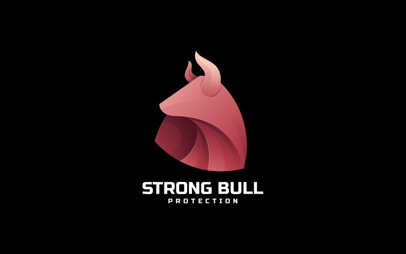 Strong Bull Head Gradient Logo Logo Template
