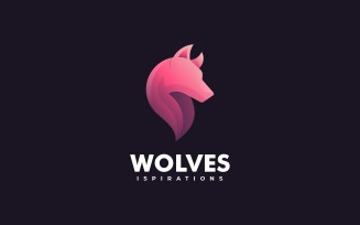 Wolf Head Gradient Logo Design
