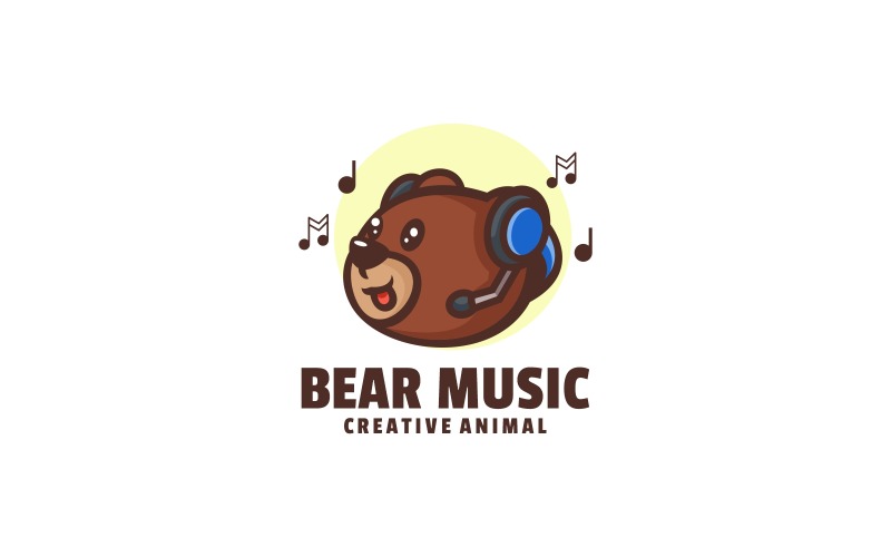 Bear Music Simple Mascot Logo Logo Template