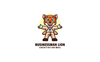 Businessman Lion Cartoon Logo