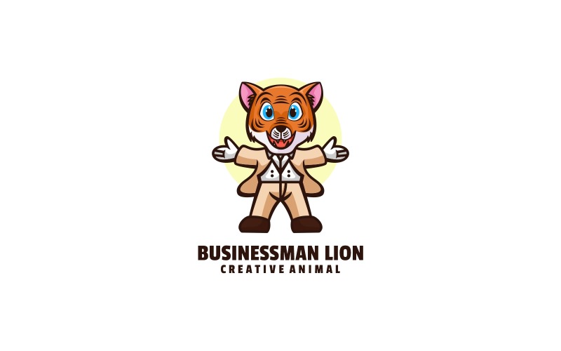 Businessman Lion Cartoon Logo Logo Template