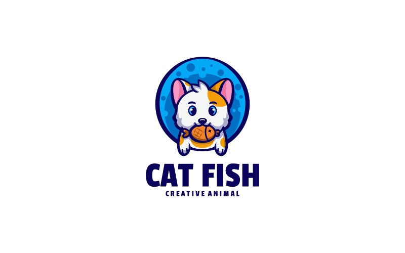 Cat Fish Simple Mascot Logo Logo Template