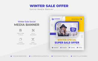 Creative Winter Sale Offer Social Media Post Design Banner Template
