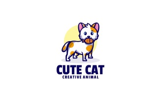 Cute Cat Simple Mascot Logo Style