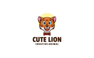 Cute Lion Simple Mascot Logo