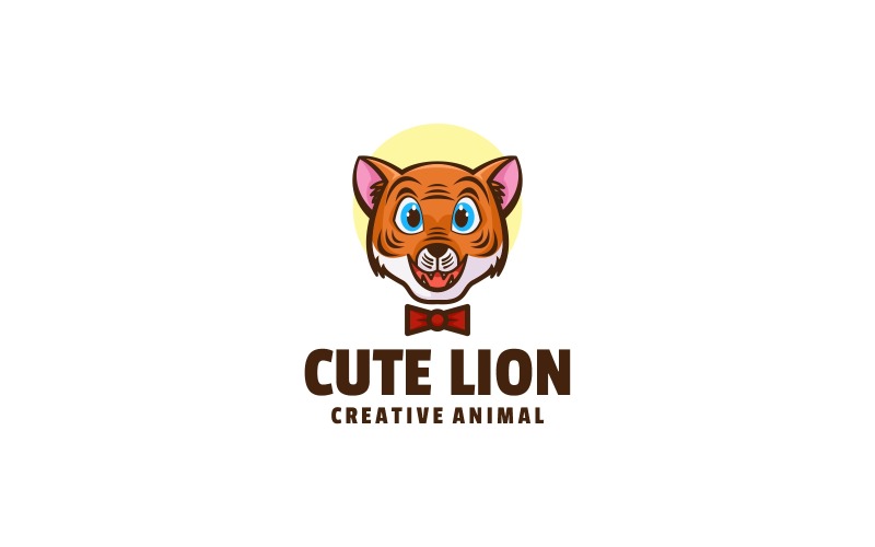 Cute Lion Simple Mascot Logo Logo Template