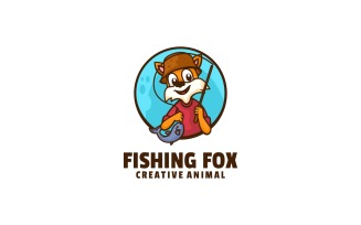 Fishing Fox Cartoon Logo Style