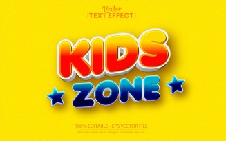 Kids Zone - Editable Text Effect, Shiny Cartoon Text Style, Graphics Illustration