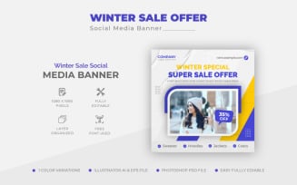 Modern Winter Sale Instagram Post or web Banner