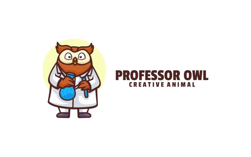 Professor Owl Cartoon Logo Style Logo Template