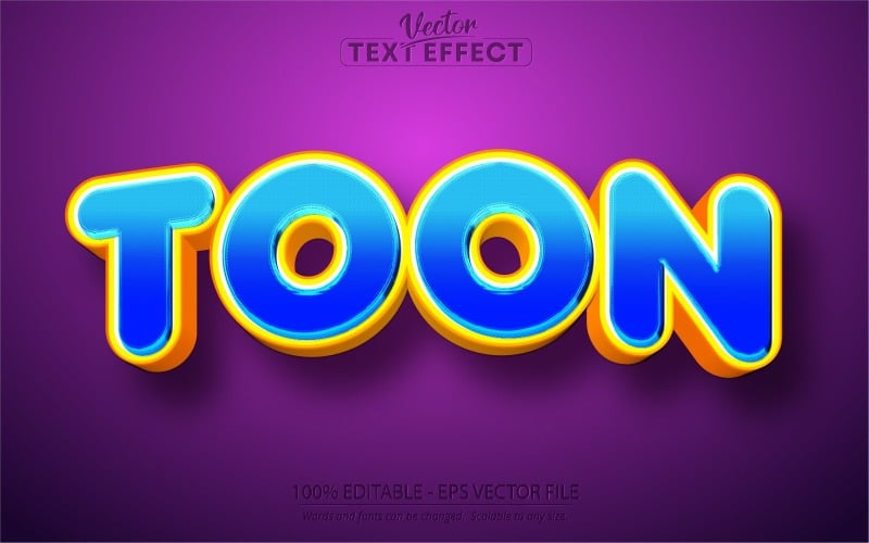 Toon - Editable Text Effect, Blue Color Cartoon Text Style, Graphics Illustration