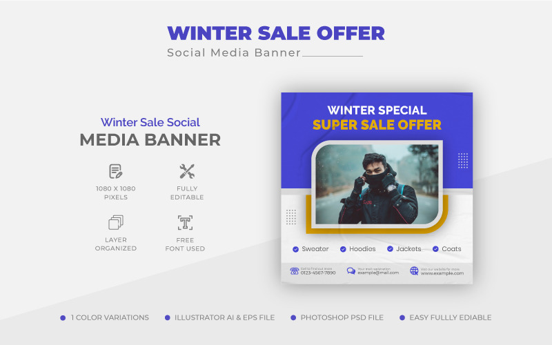 Winter Sale Instagram Post Design Template Social Media