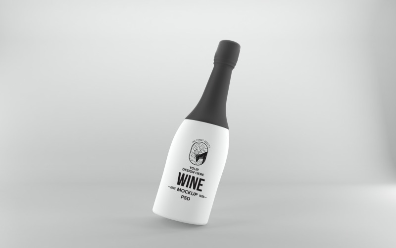 3d render of a black long bottle isolated on white background Product Mockup