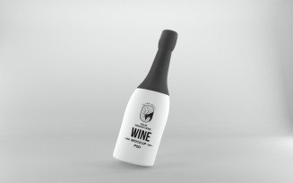 3d render of a black long bottle isolated on white background