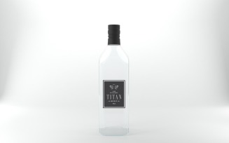 3d render of a clear Glass bottle with a black cap isolated on gray background