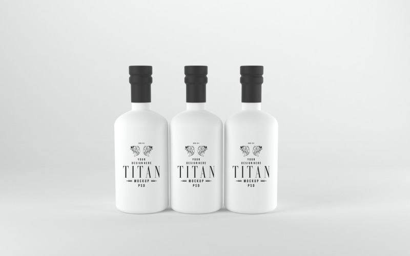 3D render of a Three bottles isolated on a white background Product Mockup
