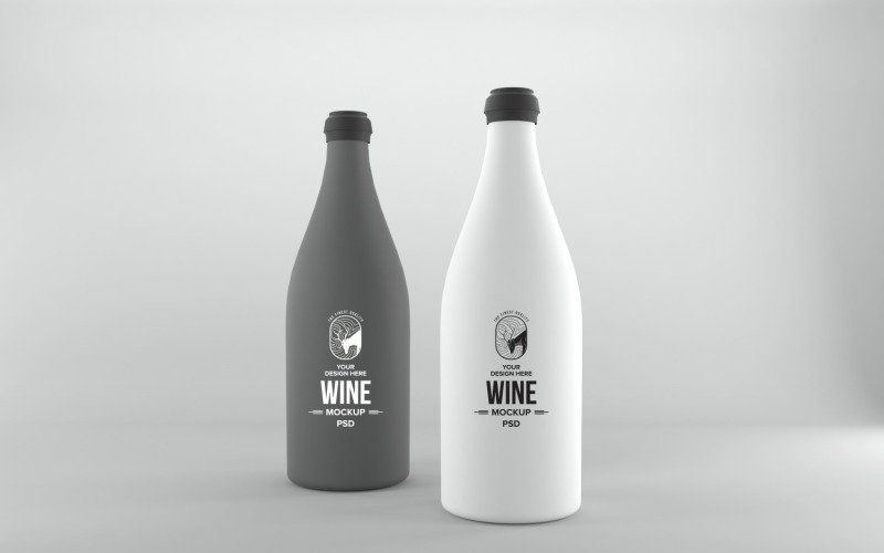 3D render of a Two Grey bottles isolated on a white background Product Mockup