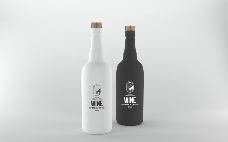3D render of a White and Black Bottles isolated on a white background Product Mockup