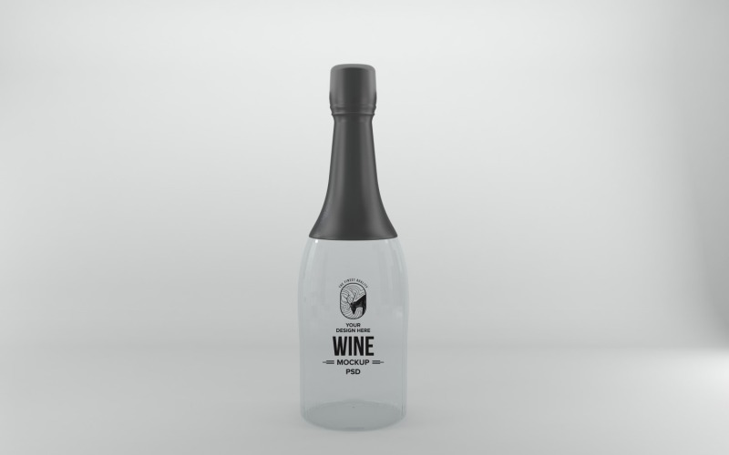3d render of black long bottles isolated on white background Product Mockup