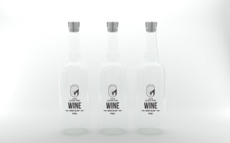 3d render of clear Three bottles Mockup with cork lids isolated on white background