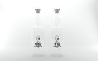 3d render of clear Two bottles Mockup with cork lids isolated on white background