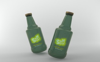 3d render of green bottles with crown caps isolated on gray background