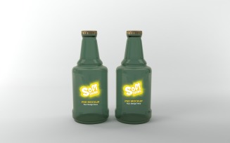 3d render of Green long bottles isolated on white background