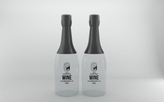 3d render of Two black long Two bottles isolated on white background