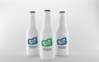 3d render of white Three bottles Mockup with black caps isolated on white background