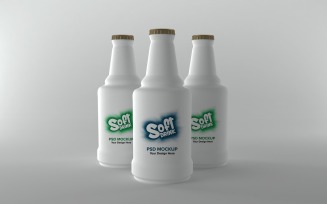 3d render of white Three bottles with crown caps isolated on gray background