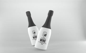 3d render of white Two bottles with black caps isolated on white background