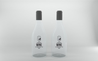 3D rendering of transparent vodka bottles isolated in the light gray background