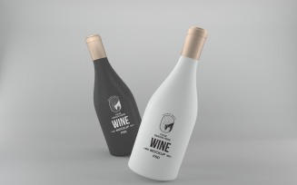 3D rendering of matte black and white champagne bottles in the gray background